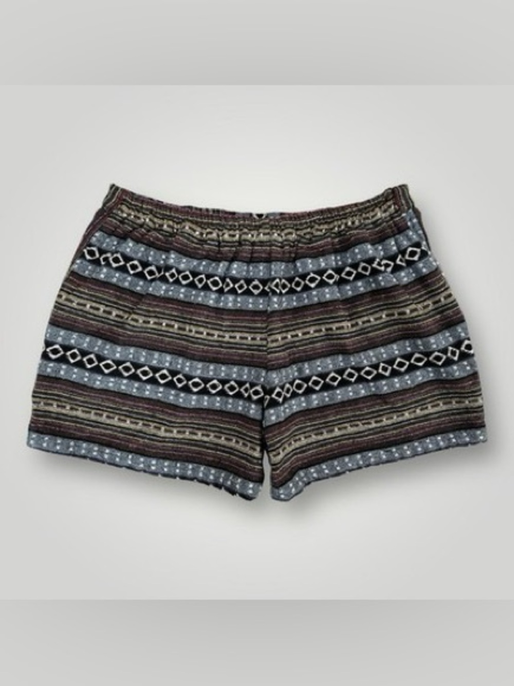 Wai Aztec Shorts Woven Pattern S Maroon Black White